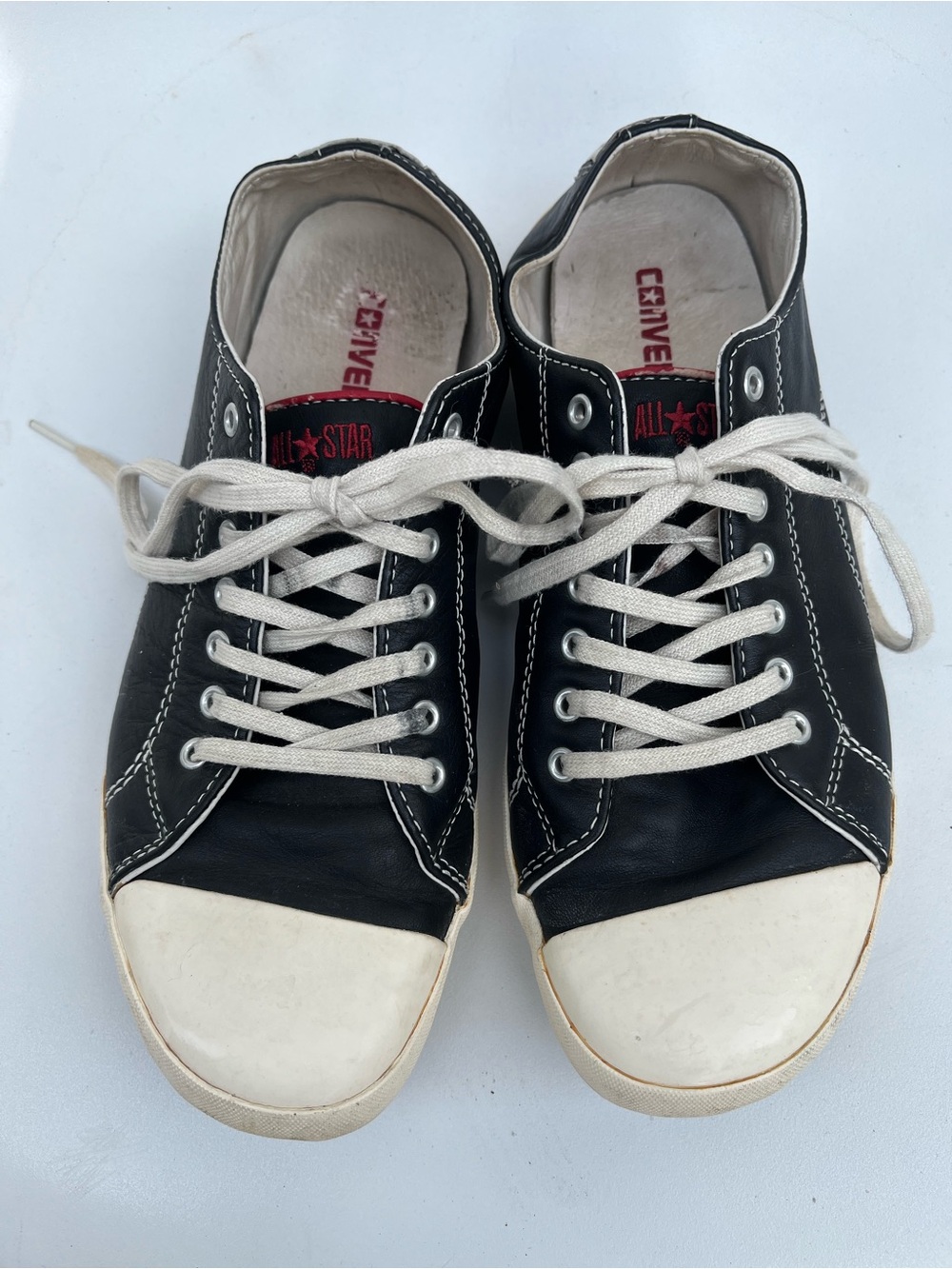 Converse All Star Black Leather Slim
Lace Up Sneakers Size 8.5